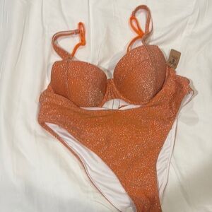 Shiny Orange Bikini Set